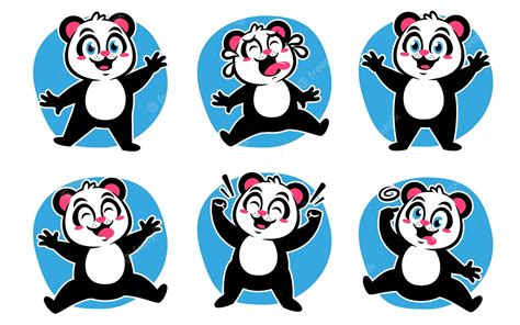 Premium Vector | Panda cartoon stickers pack