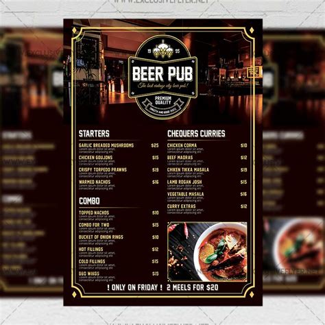 Beer Pub Menu Premium A5 Flyer Template Exclsiveflyer Free And