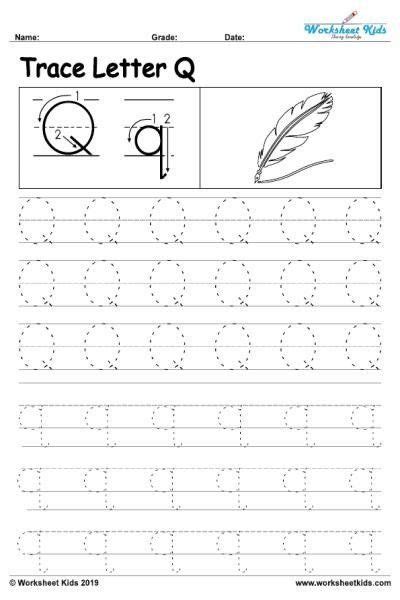 Q Worksheets For Kindergarten Letter Q Alphabet Tracing Worksheets Free