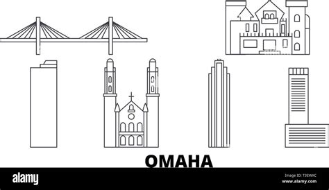 United States, Omaha line travel skyline set. United States, Omaha ...