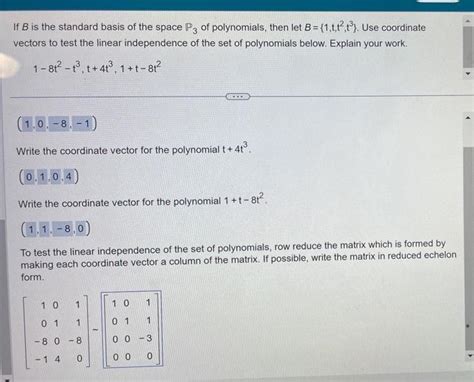 Solved If B Is The Standard Basis Of The Space P Of Chegg