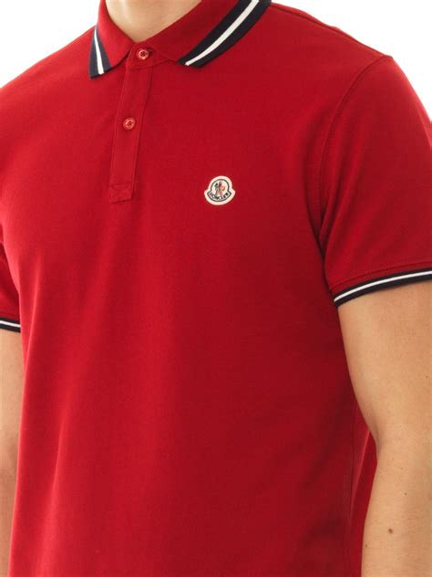 Moncler Cottonpiqu Polo Shirt In Red For Men Lyst