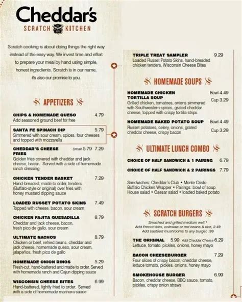 Printable Cheddar S Menu With Prices Pdf