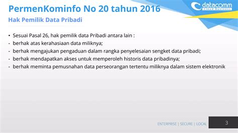 Penjelasan Permen Kominfo No 20 Tahun 2016 PPT