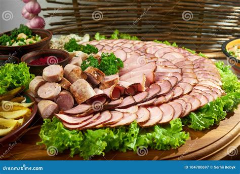 Delicious Food On The Wooden Table Stock Image Image Of Beef