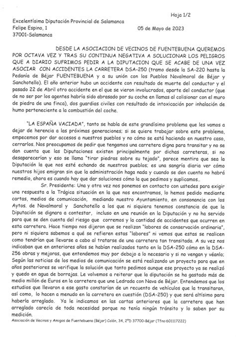 Los vecinos de Fuentebuena piden a la Diputación una solución a la