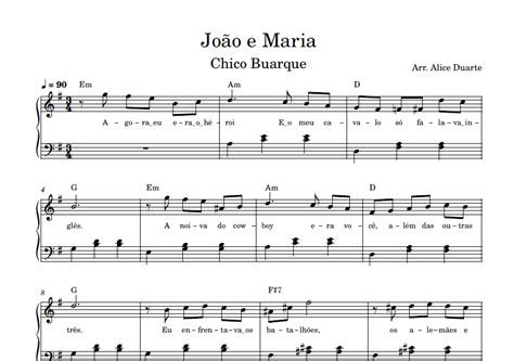 João e Maria Chico Buarque Partitura para PIANO Alice Duarte