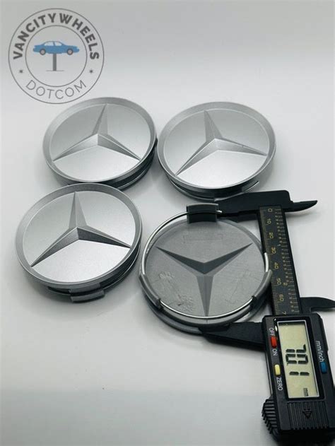 Set Of 4 Silk Silver Mercedes Benz Alloy Wheel Center Caps 75mm Silver