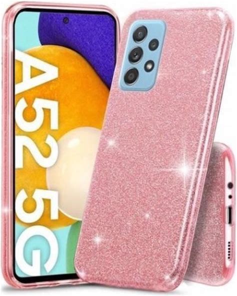 Samsung A52 5G Siliconen Glitter Hoesje Rose Goud Bol