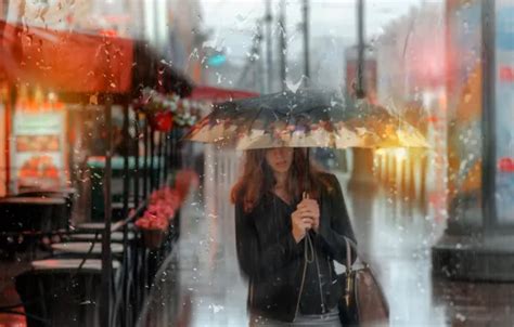 Wallpaper Summer Girl Rain Umbrella Saint Petersburg For Mobile And