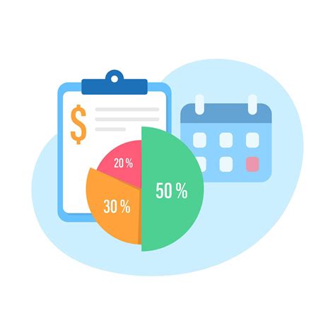 Budgeting, share of income, budget allocation concept illustration flat