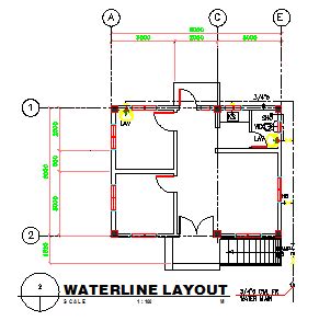 Water line layout of Small hospital design drawing - Cadbull