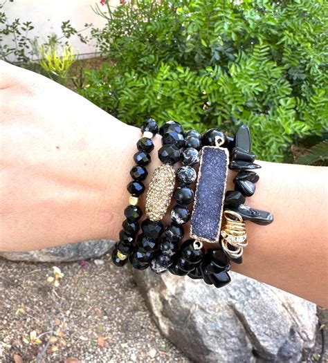 Black Bracelets Set of 5 Black Bracelets Black Bracelet - Etsy