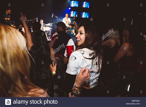 Young Female Millennial Dancing Partying In Nightclub Stock Photo Alamy