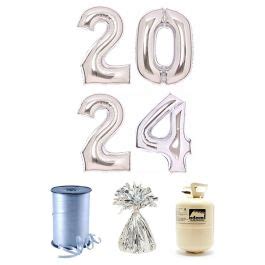 Silver 2024 Foil Balloon Kit With Helium Party Delights