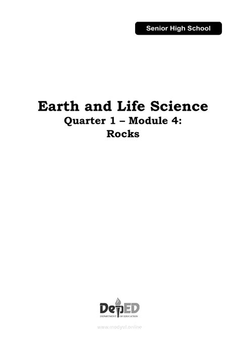 Earth And Life Science Module Rocks Shs Modules