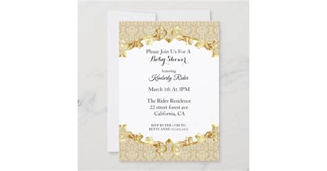 Damask Gold Frame Invitation | Zazzle