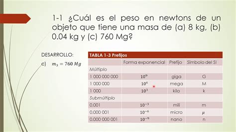 1 1 Cuál es el peso en newtons de un objeto que tiene una masa de a