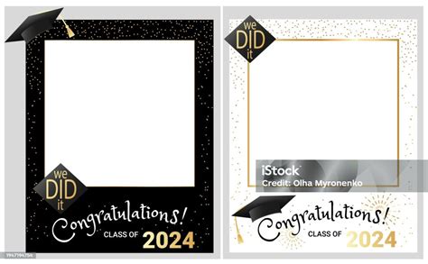 Congratulations Graduates Class Of 2024 Photo Booth Props Set Vector