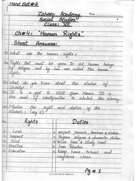 Class 7th Sst Ch 4th Human Rights Pdf