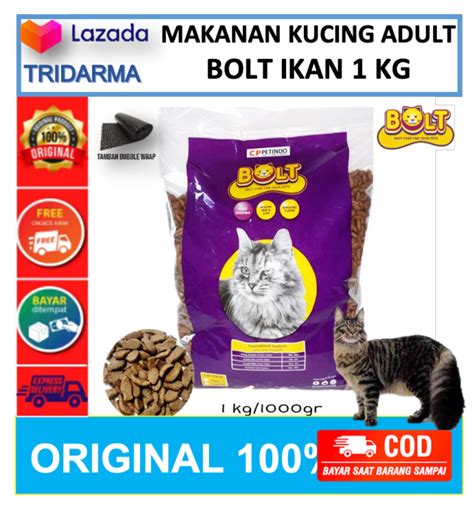 BOLT IKAN Rasa TUNA REPACK 1KG Makanan Kucing 1 KG BOLT Kibble Ikan