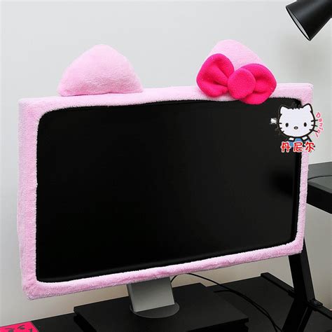 Hello Kitty White Plushmonitor Dust Proof Cover Computer Set On