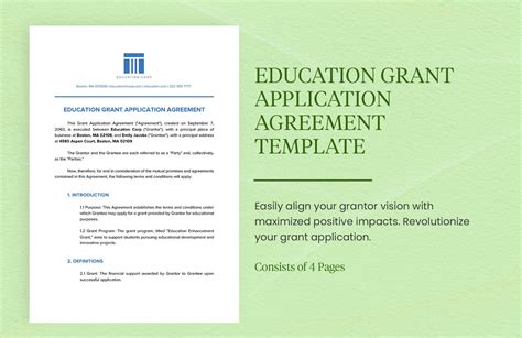 Education Grant Application Agreement Template In Word Pdf Google