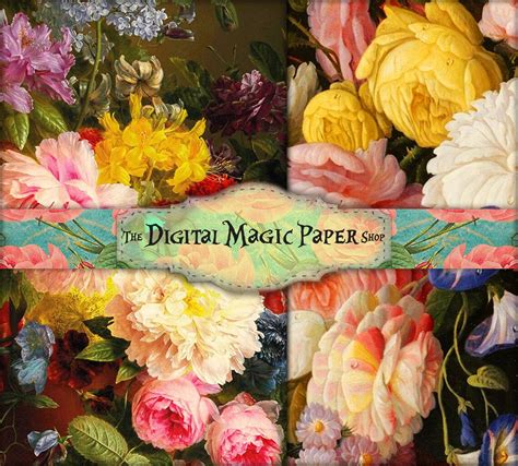 Vintage Roses Decoupage Papers Floral Digital Paper Roses Etsy