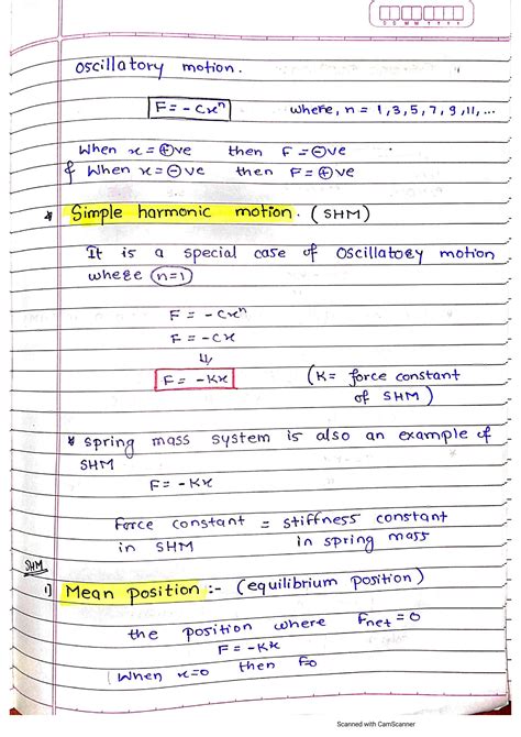 Solution Simple Harmonic Motion Notes Studypool