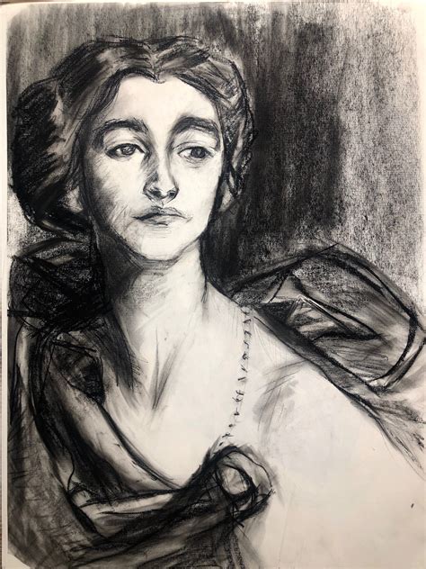 Charcoal Portrait John Singer Sargent Copy Of Sybil Sassoon X In