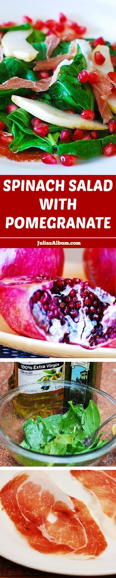 Spinach Salad With Pomegranate Seeds Pears And Prosciutto Gluten