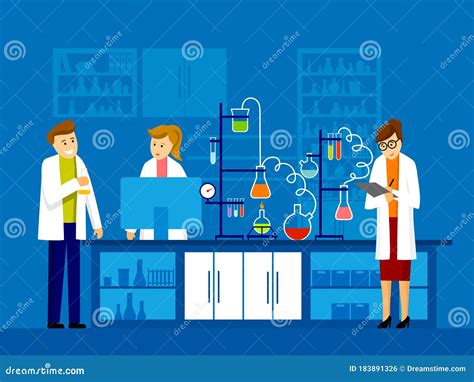 Group Of Scientists Working At Science Lab Stock Vector Illustration