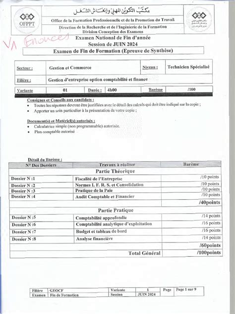 EFF 2024 V1 + Corrigé | PDF