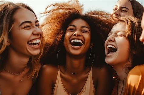 Um Grupo Diversificado De Jovens Mulheres Em Um Momento Sincero