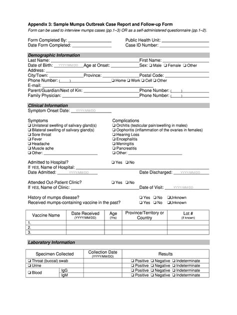 Fillable Online Phac Aspc Gc Appendix 3 Sample Mumps Outbreak Case