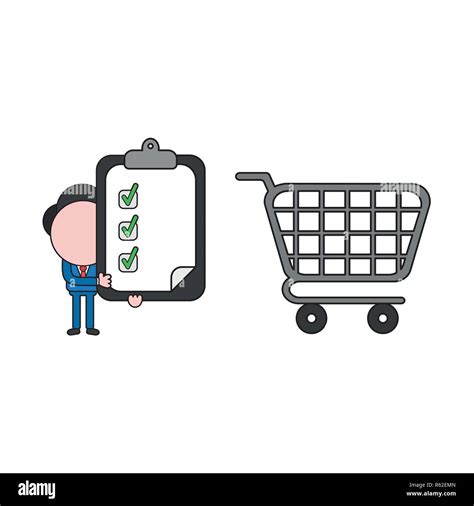 Vector Illustration Concept Of Businessman Character With Shopping Cart