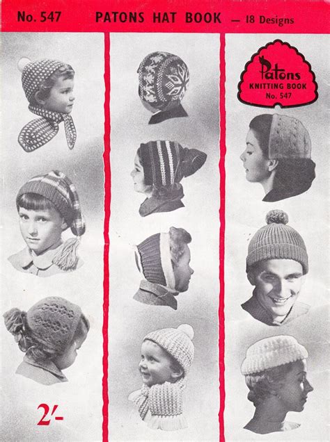 Vintage 1940s Hats Knitting And Crochet Patterns Book Patons 547 Etsy