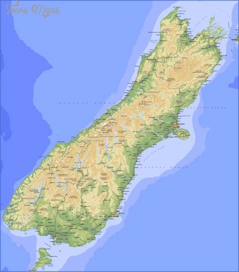 New Zealand Map South Island - ToursMaps.com