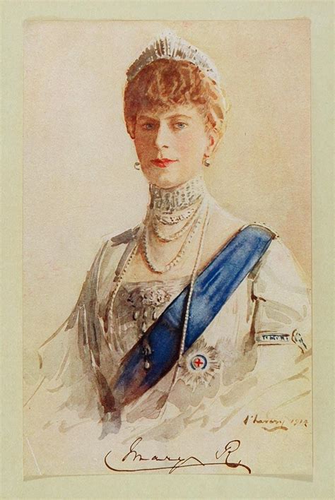 1914 portrait of Queen Mary wearing Order of the Garter regalia by ...