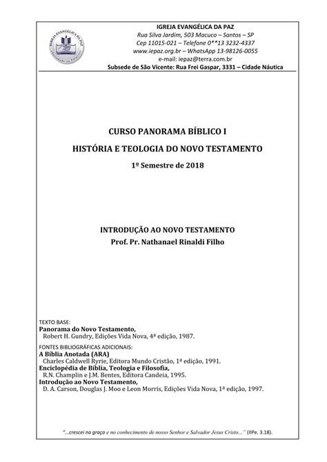 Pdf Curso Panorama B Blico I Hist Ria E Teologia Do Novo