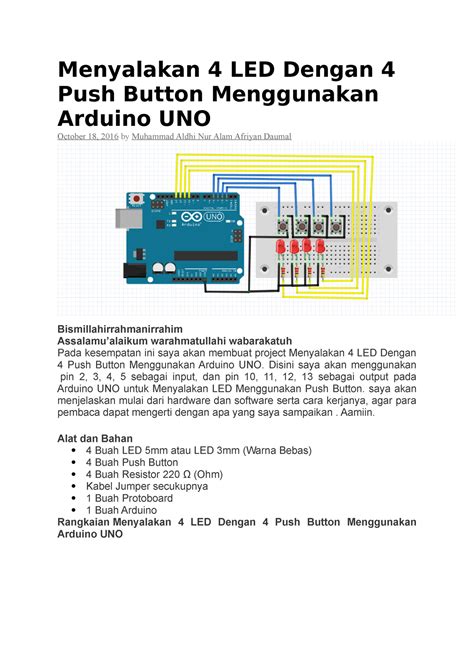 Menyalakan Led Dengan Push Button Menggunakan Arduino Uno Disini