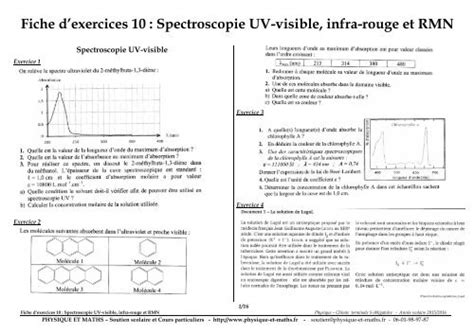 Exercice Spectroscopie Uv Visible