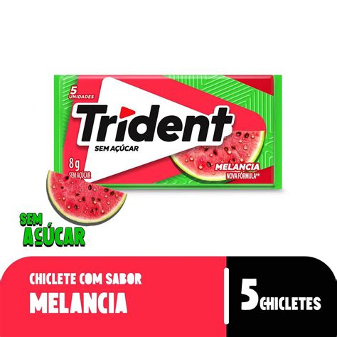 Chiclete Trident Melancia Sem Açúcar 8g Embalagem Com 5 Unid Clube