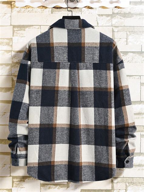 Manfinity Homme Loose Fit Men S Plaid Print Drop Shoulder Coat Without T Shirt Shein Usa