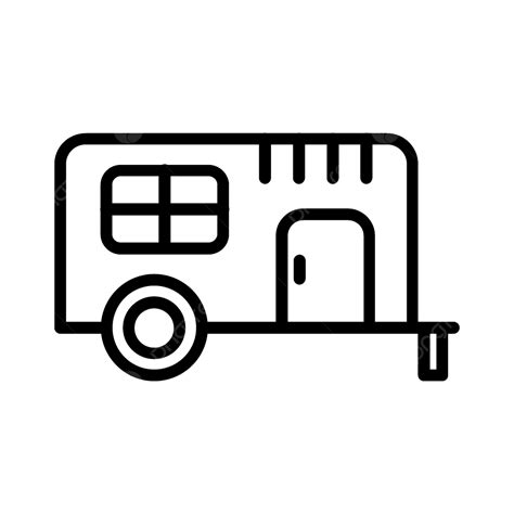 Trailer Line Icon Vector Travel Trailer Bus Png And Vector With