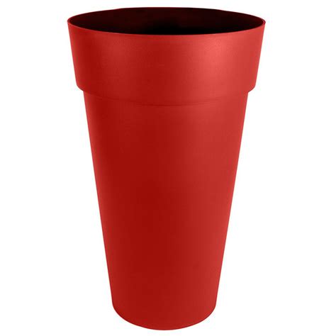 VASE HAUT ROND TOSCANE XXL 40X80CM 90L ROUGE RUBIS EDA PLASTIQUE