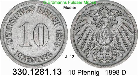 Deutschland Kaiserreich 10 Pfennig 1898D 1898 D J 13 330 1281 13 Ss