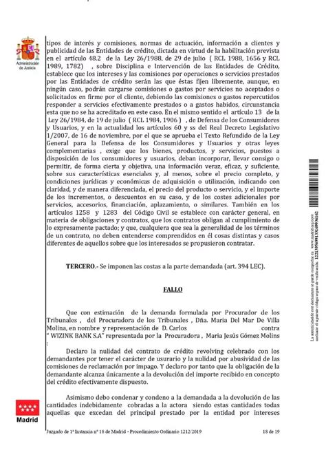 Sentencia Ganada Contra Wizink Por Usura Y Falta De Transparencia