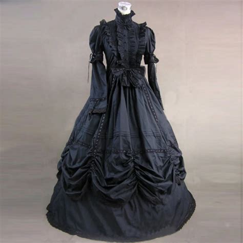 Buy Black Long Sleeve Gothic Victorian Period Party