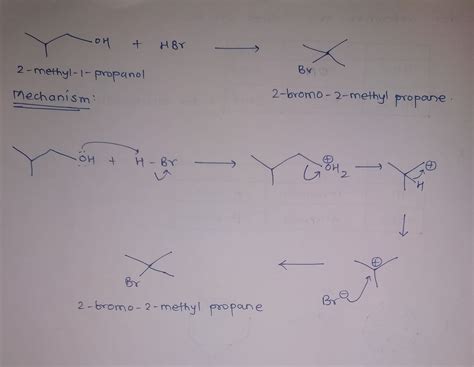 [Solved] Show the mechanism for the reaction of 2-methyl-1-propanol